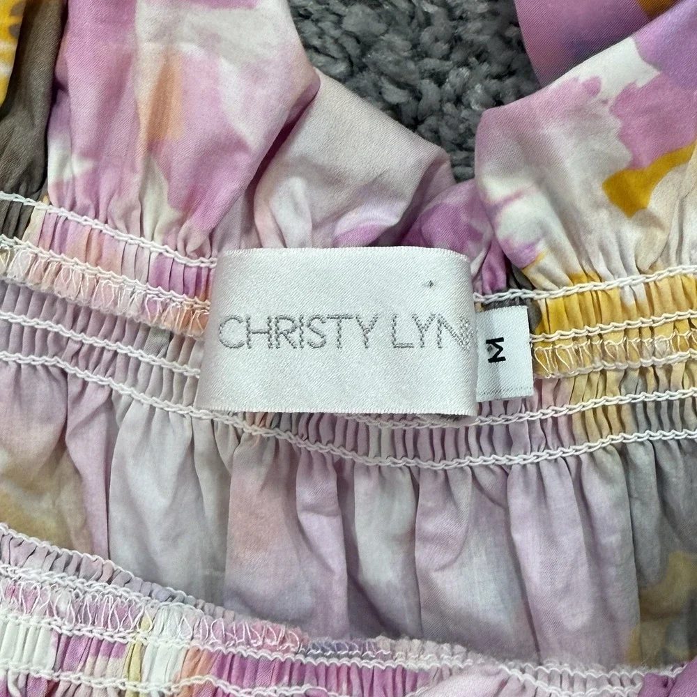 Christy Lynn Regina Top M Cottagecore Feminine Off The Shoulder Floral Peasant
